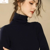 Brown Cashmere Turtleneck Knit Sweater