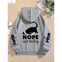 Casual Womens Cute Cat Print Hoodie