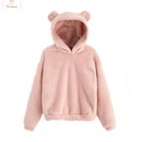Cute Plush Rabbit Ear Hoodie for Women