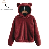 Cute Plush Rabbit Ear Hoodie for Women