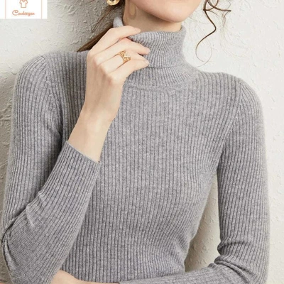 Elegant Black Turtleneck Knit Sweater