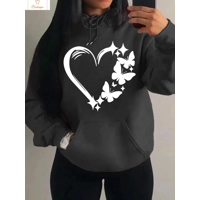 Love and Butterfly Pattern Hip Hop Hoodie