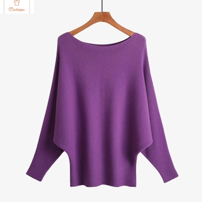 Bateau Neck Dolman Sleeve Knitted Sweater Bateau Neck Dolman Sleeve Knitted Sweater