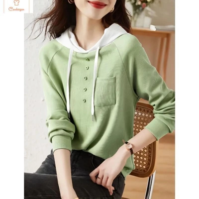 Korean Style Contrast Color Hoodie