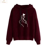 Autumn Fleece Heart Design Hoodie