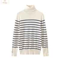 Womens Cropped Turtleneck Sweater with Buttons