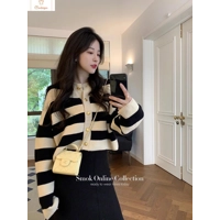 Striped Retro Knit Crop Cardigan