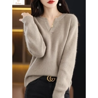 Mink Cashmere V-neck Pullover Sweater