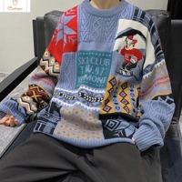 Cartoon Shark Print Oversized Sweater