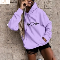 Cardeegan Y2K Heartbeat Print Womens Hoodie
