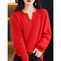 Mink Cashmere V-neck Pullover Sweater