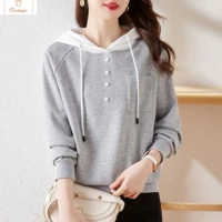 Korean Style Contrast Color Hoodie