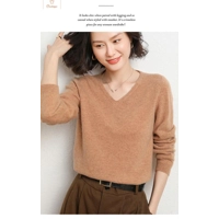 Cashmere V-neck Pullover Sweater for Women