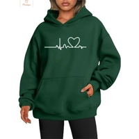 Heartbeat Love Printed Womens Hoodie Sweater