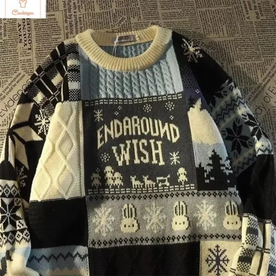 Retro Christmas Couple Sweater Design