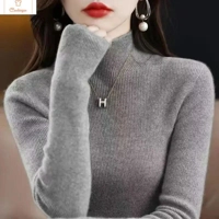 Solid Half Turtleneck Knit Sweater for Women