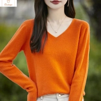 Womens Merino Wool V-neck Pullover Sweater