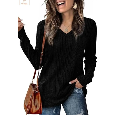 Cozy Wine Red Knit V-Neck Sweater