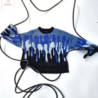 Water Pattern Oversized Winter Pullover Sweater