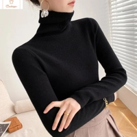 Brown Cashmere Turtleneck Knit Sweater