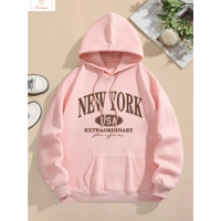 Casual Letter Print Hoodie for Women