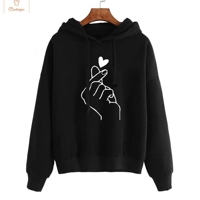 Autumn Fleece Heart Design Hoodie