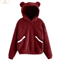 Cute Plush Rabbit Ear Hoodie for Women