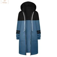 Cardeegan Womens Colour Blocking Hooded Hip Zip Straight Sweatshirt