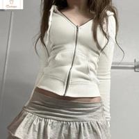 Y2K Digital Graphic Zipper Hoodie for Women