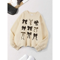 Retro Leopard Print Bow Hoodie for Women