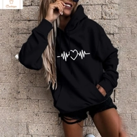 Cardeegan Y2K Heartbeat Print Womens Hoodie
