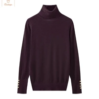 Womens Cropped Turtleneck Sweater with Buttons