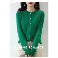 Cashmere Womens O-Neck Cardigan Sweater