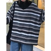 Striped Oversized Knit Sweater for Women