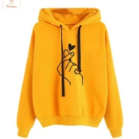 Autumn Fleece Heart Design Hoodie