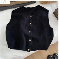 Elegant Knitted Sleeveless Cardigan Sweater