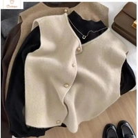 Elegant Knitted Sleeveless Cardigan Sweater