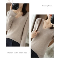 Cashmere V-neck Lace Pullover Sweater