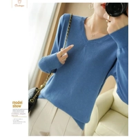 Peach V-neck Long Staple Cotton Sweater