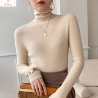 Brown Cashmere Turtleneck Knit Sweater