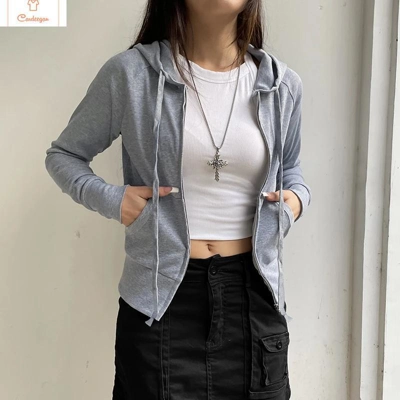 Vintage Zipper Hoodie for Women