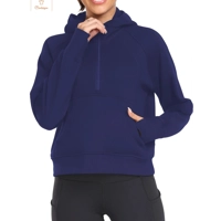 Casual Womens Half Zip Crop Hoodie