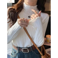 Ruched Turtleneck Knitted Sweater for Women