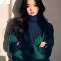 Womens Vintage Turtleneck Wool Sweater