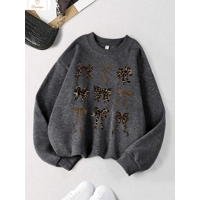 Retro Leopard Print Bow Hoodie for Women