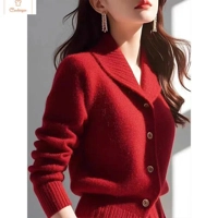 Slim Turn-down Collar Knitted Cardigan