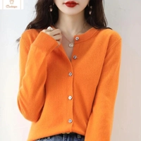 Cashmere Womens O-Neck Cardigan Sweater