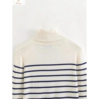 Womens Cropped Turtleneck Sweater with Buttons