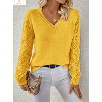 Casual V Neck Knit Sweater for Women