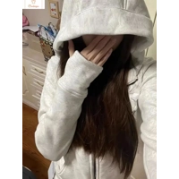 Cropped Grey Zip-Up Hoodie for Women